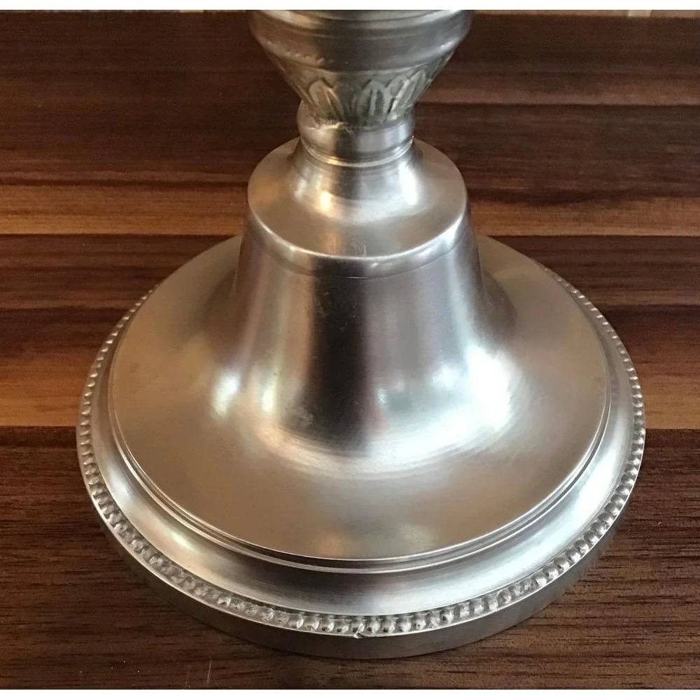 VTG Pewter Candlestick Holders Beaded‎ Base 5.5